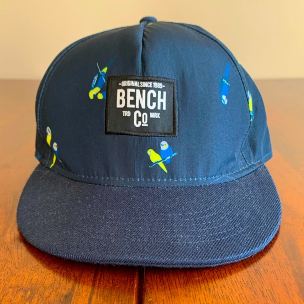 BENCH Navy Adjustable Baseball Cap with Bird Print.